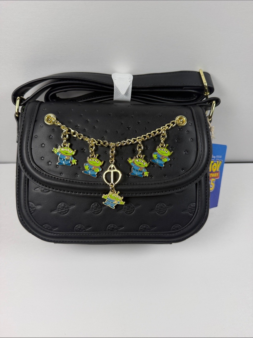 Loungefly Disney Pixar Toy Story 5 Aliens Charm Crossbody Bag.